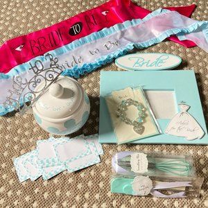 Bride To Be, Bridal Shower Gift Set, Wedding, Something Blue, Bracelet, Sash